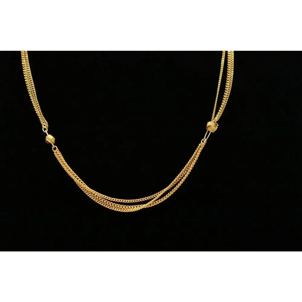 Monet Vintage Multi-Chain Necklace Gold Linked Metallic 28